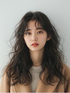 レヴ 草加店(LEV.) ウェーブパーマこなれミディ韓国マッシュアンブレラカラー