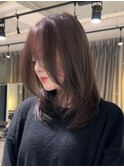 レイヤーカットラベンダーブラウン韓国ヘアー梅田/岸本理希