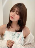 韓国風レイヤー小顔イメチェン美髪ワイドバングマロンブラウン3
