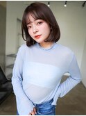 ANGELICA  内巻きボブ モカブラウン ぱっつん前髪