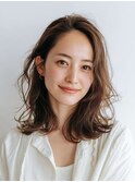 ミルクブラウン/ダークパープル/ナチュラルショート/夏/センター