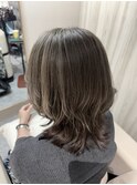 ミディアム　白髪ぼかしハイライト