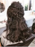 編み込みハーフアップ