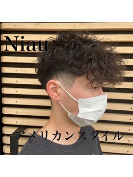 ニアウ 太田店(Niau) フェードツイストスパイラルパーマツーブロックメンズマッシュ