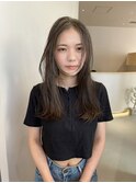 グレーベージュニュアンスカラーレイヤーロング