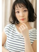 前髪パーマウェットヘア抜け感黒髪外ハネロブY戸田公園20代30代