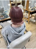 ピンクベージュ ハイトーン 暖色カラー 切りっぱなしボブ横浜★