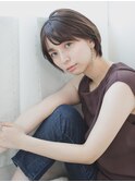 大人可愛いひし形ショートボブ/黒髪アッシュ/20代30代