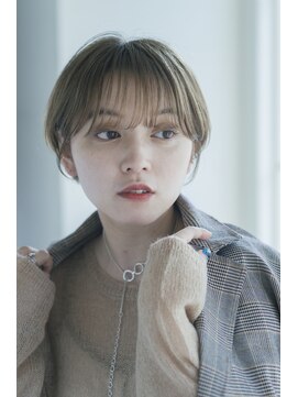 ガーデン タチカワ(garden tachikawa) 20代30代大人かわいい耳掛けショート×ハイライトべージュ