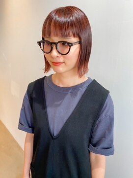 フープヘアー(HOOP.HAIR) 赤味ブラウン×ぱつっとボブ