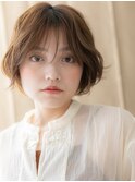 シースルーバング/丸みショート/小顔ショート/アッシュベージュe