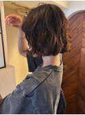 切りっぱなしボブパーマ