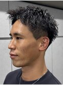 刈り上げアップバングスパイキーショートパーマスパイラルパーマ