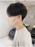 毛流れパーマ_波巻き束感ショートツーブロックマッシュ_ba418142