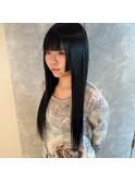 黒髪ロング10代20代プルエクステ姫カット名古屋美容室
