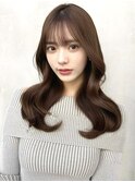 20代30代40代◎前髪パーマ韓国風巻きくすみベージュお団子ヘア