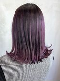 20代30代40代50代◎　ミディアム×外ハネ_パープルガーネット