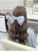 編み込みハーフアップ