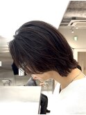 渋谷メンズミディアムメンズボブウルフ緩めスパイラルパーマ