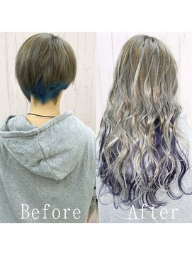 エクステ専門店あるじゃんすー 柏店 グレージュ×ラベンダー#シールエクステ#イメチェン#柏