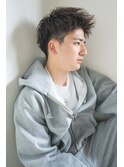 men's スパイキーショート＃フェザーパーマブルーブラック