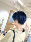 ネイビー×ブルー　マッシュショート