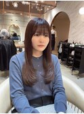 セミディダークアッシュシアーカラー姫カット【韓国ヘア鈴木颯】