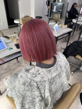 アジールヘア 所沢プロペ通り店(agir hair) ストロベリーピンクケアブリーチボブルフ小顔カットワンレン所沢