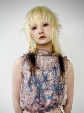 クク(QUQU) ブロンド×ブラウン×デザインマレット