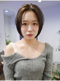 ボブ オリーブベージュ 顔まわりカット オリーブグレージュ 