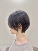 ひし形ショートボブ/くびれショート/ダークブルーハッシュカット