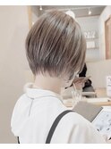 ◆前下がりショートボブベージュカラー20代30代40代面長丸顔権藤