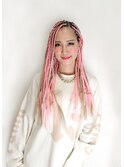 ブレイズ・エクステ・ピンク、成人式、成人式ヘア、コーンロウ