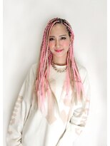 ラブ ロック Love' Lock ブレイズ・エクステ・ピンク、成人式、成人式ヘア、コーンロウ