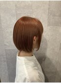 切りっぱなしボブ×オレンジベージュ◎