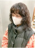 ミディアムウルフ、スパイラルパーマ、くるくるパーマ