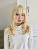 10代20代ハイトーンカラーブリーチレイヤーボブウルフ小顔ヘア