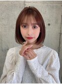韓国顔周り前髪ボブ×ブリーチしないチョコレートカラー[岡崎]