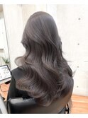 美髪エアリーロングピンクブラウン切りっぱなしボブ丸型卵型