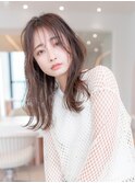 大人かわいい前髪セシルカットココアブラウンフリンジウェーブ