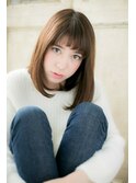 アクセントバングでストレートミディa
