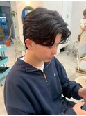 メンズヘア◎ショートセンターパート黒髪ニュアンスサーフ本厚木
