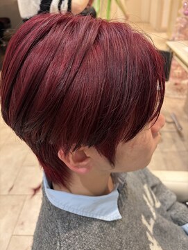 アッシュ 仙川店(Ash) 韓国風スタイルダブルカラーダークピンクメンズハイトーンウルフ