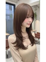 ノイエ 原宿 北参道(NoIE)&nbsp;ミルクティーベージュくびれレイヤーカット顔周りカット