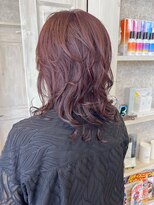 キャアリー(Caary)&nbsp;福山市Caaryチェリーブラウンレッドカラーウルフデジタルパーマ