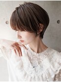 大人可愛い20代30代40代黒髪前下がりショートボブ丸みショート◎