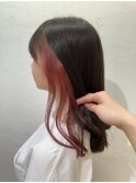 インナーカラー×ピンクレッドカラーダブルカラー成増