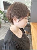 小顔カットショートボブ大人可愛いアッシュオリーブ
