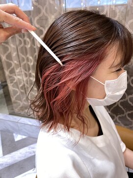 ロンドアベニール 北千住(Lond avenir) インナーカラー　チェリーピンク　西田大樹