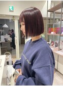 韓国風ボブ 切りっぱなしボブ ワインレッド